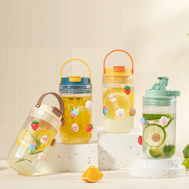 350ML Portable Childrens Baby Silicone Straw Cup Cold Drink Cup Summer Water Cup Portable Water Bottle With Cleaning
